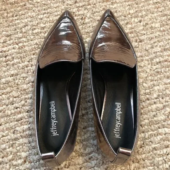 NEW Jeffrey Campbell Viona Metallic Pointed Toe Loafer Size 6 Low Round Heel